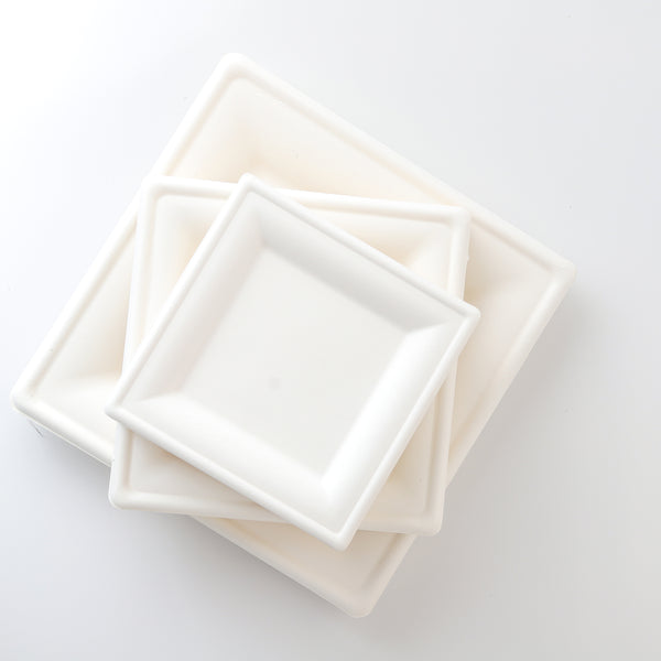 Square Sugarcane Bagasse Plates 6", 8", 10" Compostable Recyclable 100 count