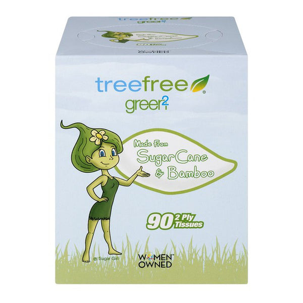 Tree Free 2 ply Facial Tissues 36 boxes/case 90 tissues per pack