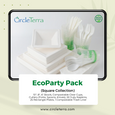 Eco-Party Pack 25 Square or Round Plate Set includes plates, bowls, cups, cutlery and more!