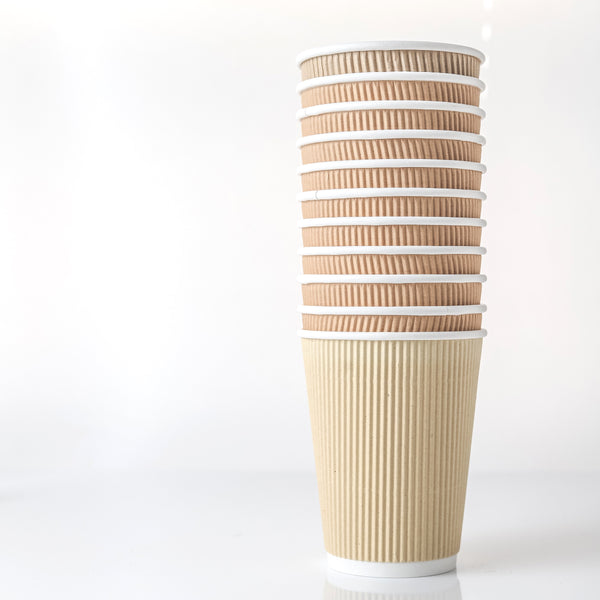 Hot Drink Cups Kraft Sleeveless Compostable Recyclable Disposable 10 oz, 12 oz 25 pack or 500/case